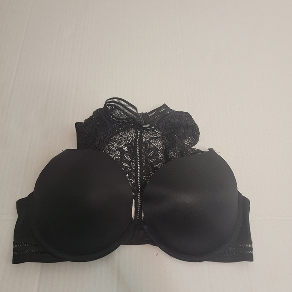 Victoria's Secret Bra 36D Very Sexy Push-Up Bralette Halter Removable Lace Black - Picture 1 of 11